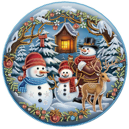 Snowman Traveling At Christmas - Special Shaped Drill Diamond Painting 30*30CM