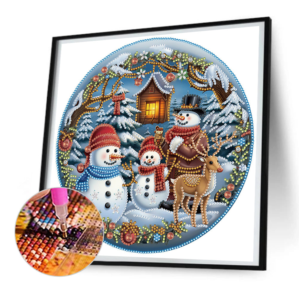 Snowman Traveling At Christmas - Special Shaped Drill Diamond Painting 30*30CM