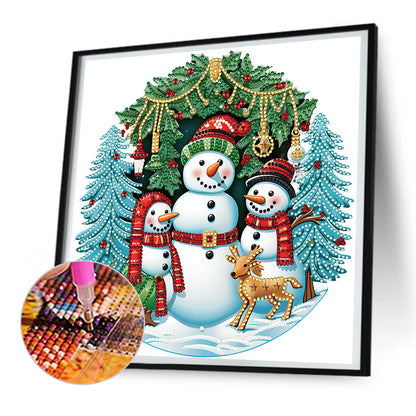 Happy Christmas Snowman - Special Shaped Drill Diamond Painting 30*30CM