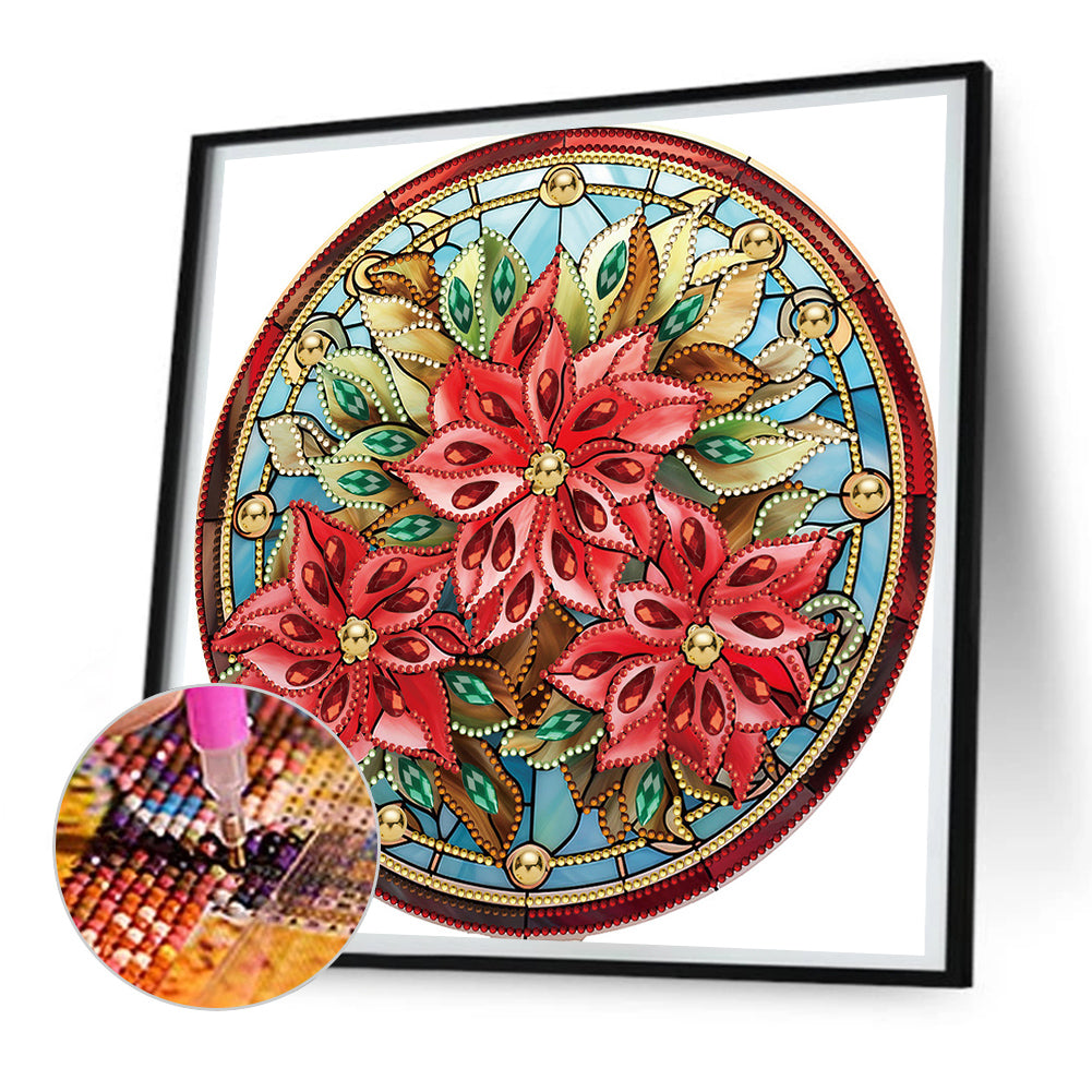 Christmas Christmas Flowers - Special Shaped Drill Diamond Painting 30*30CM