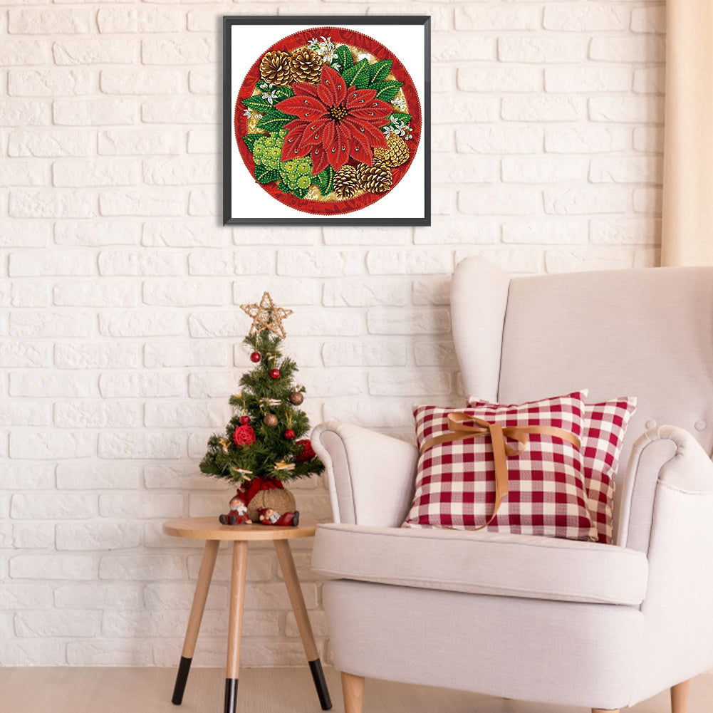 Christmas Poinsettia - Special Shaped Drill Diamond Painting 30*30CM