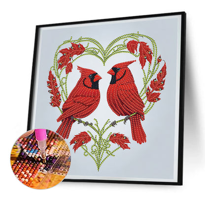 Two Cardinals - Special Shaped Drill Diamond Painting 30*30CM