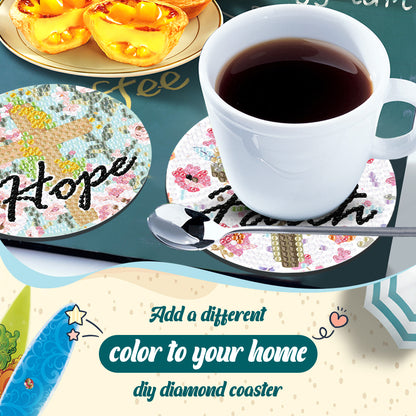 8PCS Acrylic Cross and Good Words Diamond Painting DIY Coaster for Adults Kids
