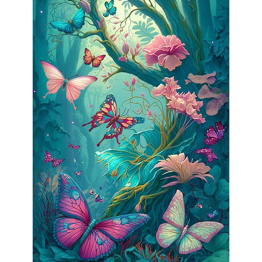 Forest Butterfly - Full Round Drill Diamond Painting 30*40CM