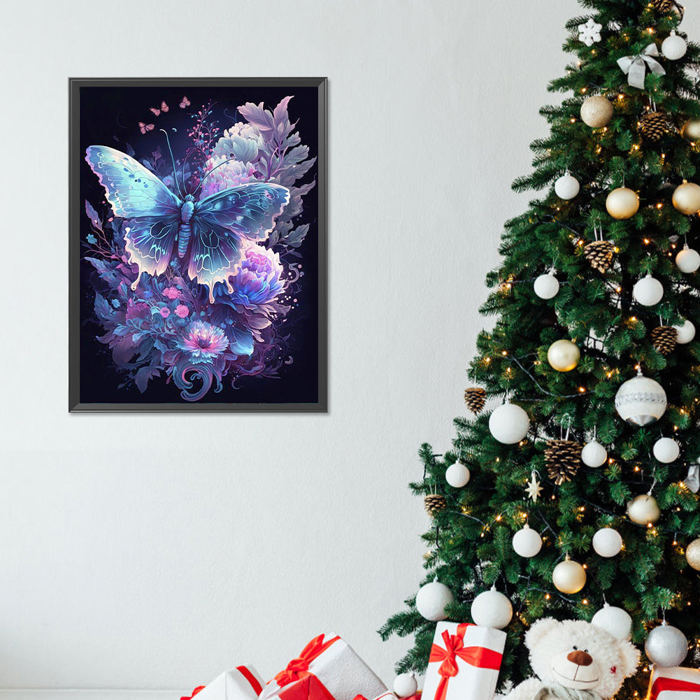 Butterfly On Flower - Full Round Drill Diamond Painting 30*40CM