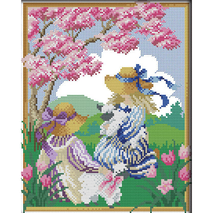 Four Seasons Girl One - 14CT Stamped Cross Stitch 27*33CM(Joy Sunday)