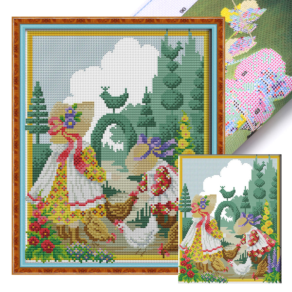 Girls Of Four Seasons 2 - 14CT Stamped Cross Stitch 27*33CM(Joy Sunday)