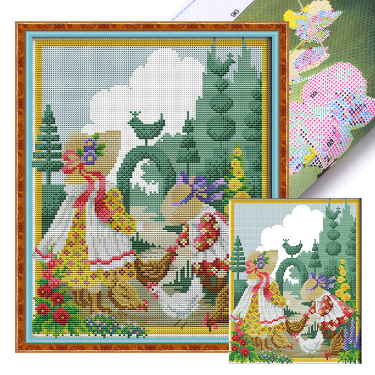 Girls Of Four Seasons 2 - 14CT Stamped Cross Stitch 27*33CM(Joy Sunday)