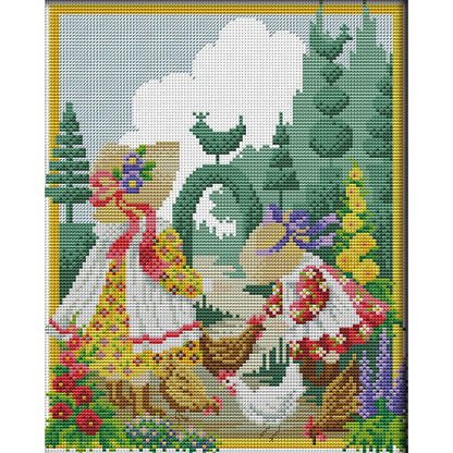 Girls Of Four Seasons 2 - 14CT Stamped Cross Stitch 27*33CM(Joy Sunday)