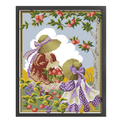 Four Seasons Girls 3 - 14CT Stamped Cross Stitch 27*33CM(Joy Sunday)