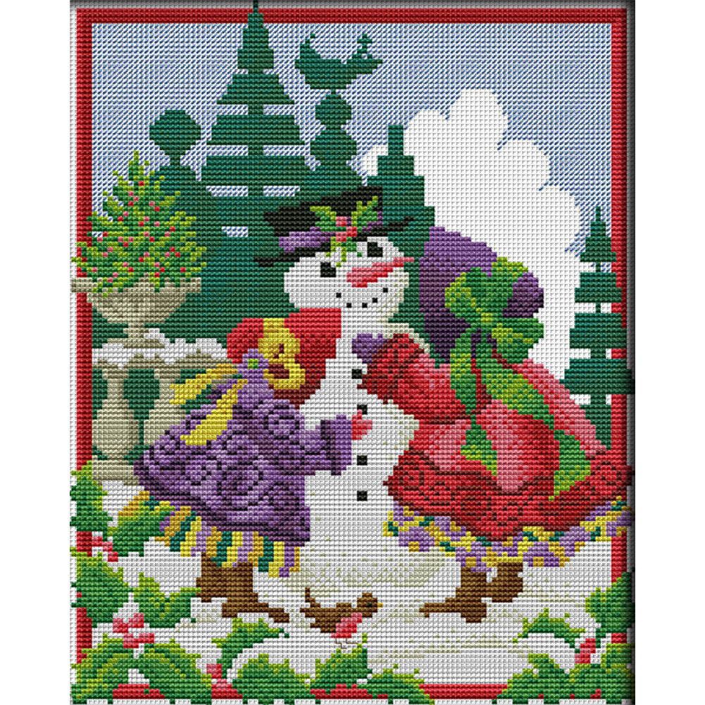 Four Seasons Girls Four - 14CT Stamped Cross Stitch 27*33CM(Joy Sunday)