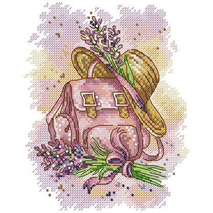 School Bag And Lavender - 14CT Stamped Cross Stitch 18*21CM(Joy Sunday)