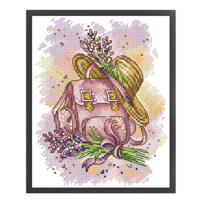 School Bag And Lavender - 14CT Stamped Cross Stitch 18*21CM(Joy Sunday)