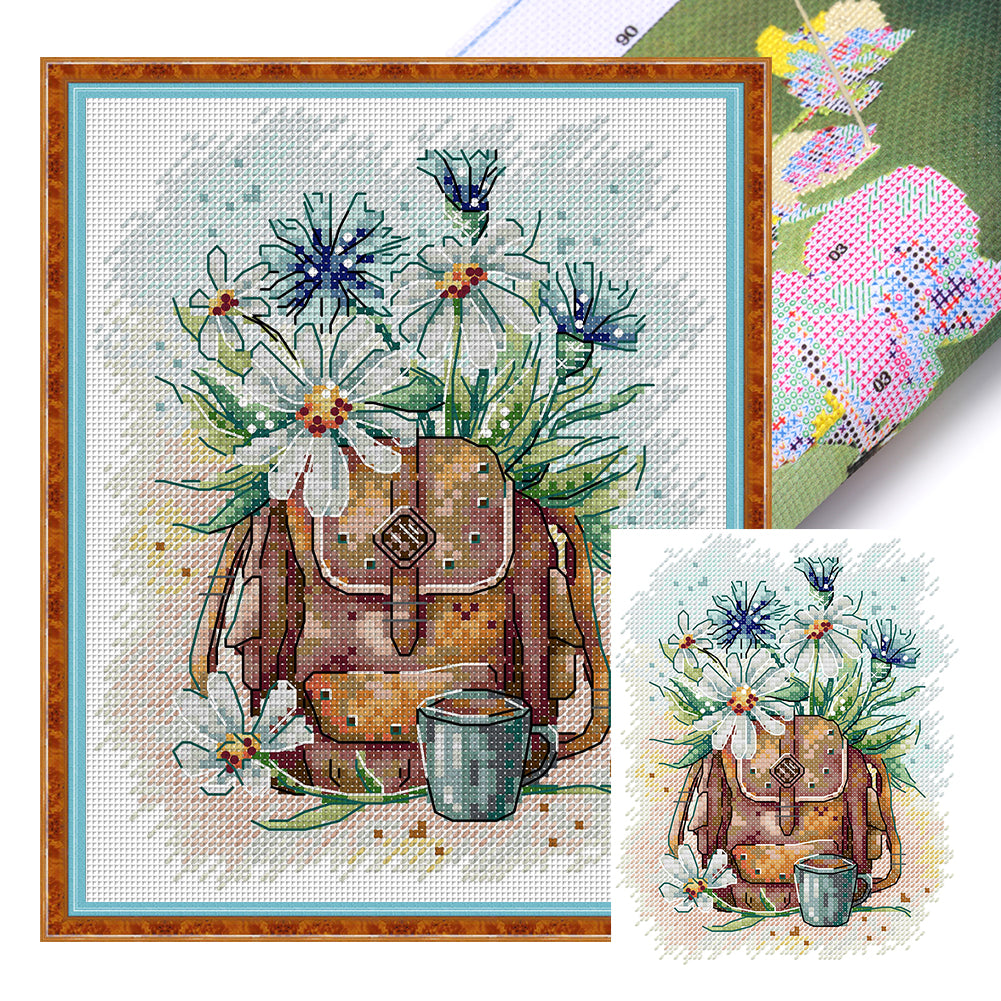 School Bag With Chamomile - 14CT Stamped Cross Stitch 18*21CM(Joy Sunday)