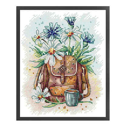 School Bag With Chamomile - 14CT Stamped Cross Stitch 18*21CM(Joy Sunday)