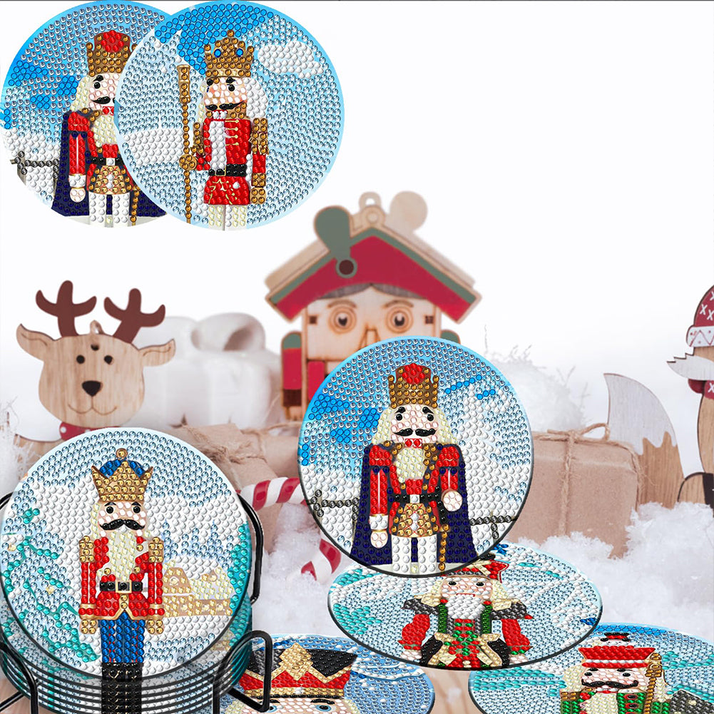 8PCS Wooden Diamond Painting Coasters Kits for Adults Kids Beginner (Nutcracker)