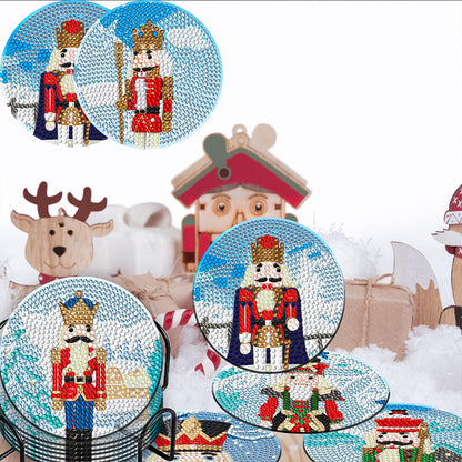 8PCS Wooden Diamond Painting Coasters Kits for Adults Kids Beginner (Nutcracker)