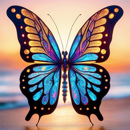 Seaside Glazed Butterfly - Full Round Drill Diamond Painting 30*30CM