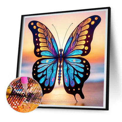 Seaside Glazed Butterfly - Full Round Drill Diamond Painting 30*30CM