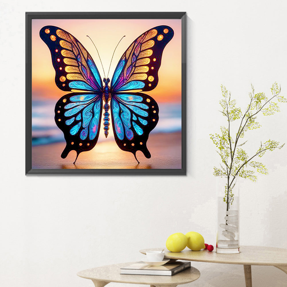 Seaside Glazed Butterfly - Full Round Drill Diamond Painting 30*30CM