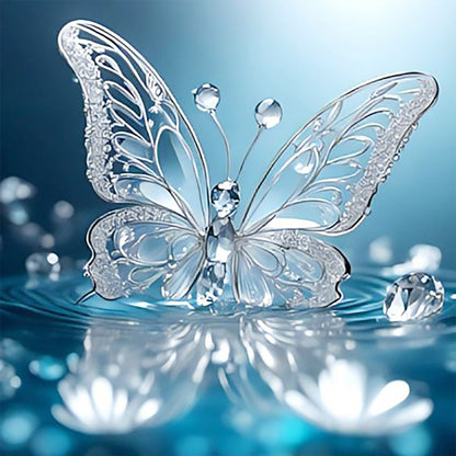 Crystal Butterfly In Water - Full Round Drill Diamond Painting 30*30CM