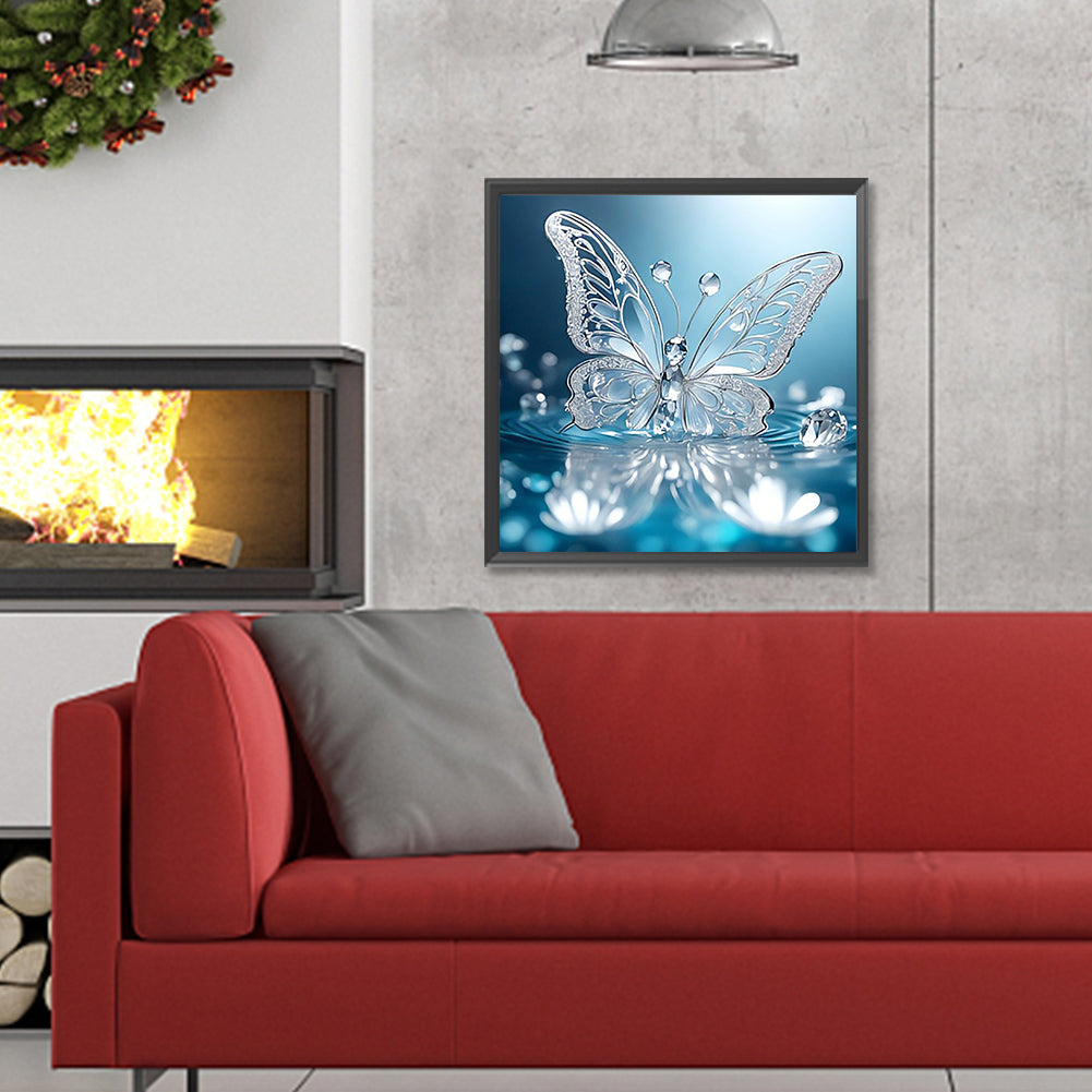 Crystal Butterfly In Water - Full Round Drill Diamond Painting 30*30CM