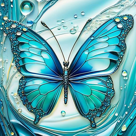 Water And Butterfly - Full Round Drill Diamond Painting 30*30CM