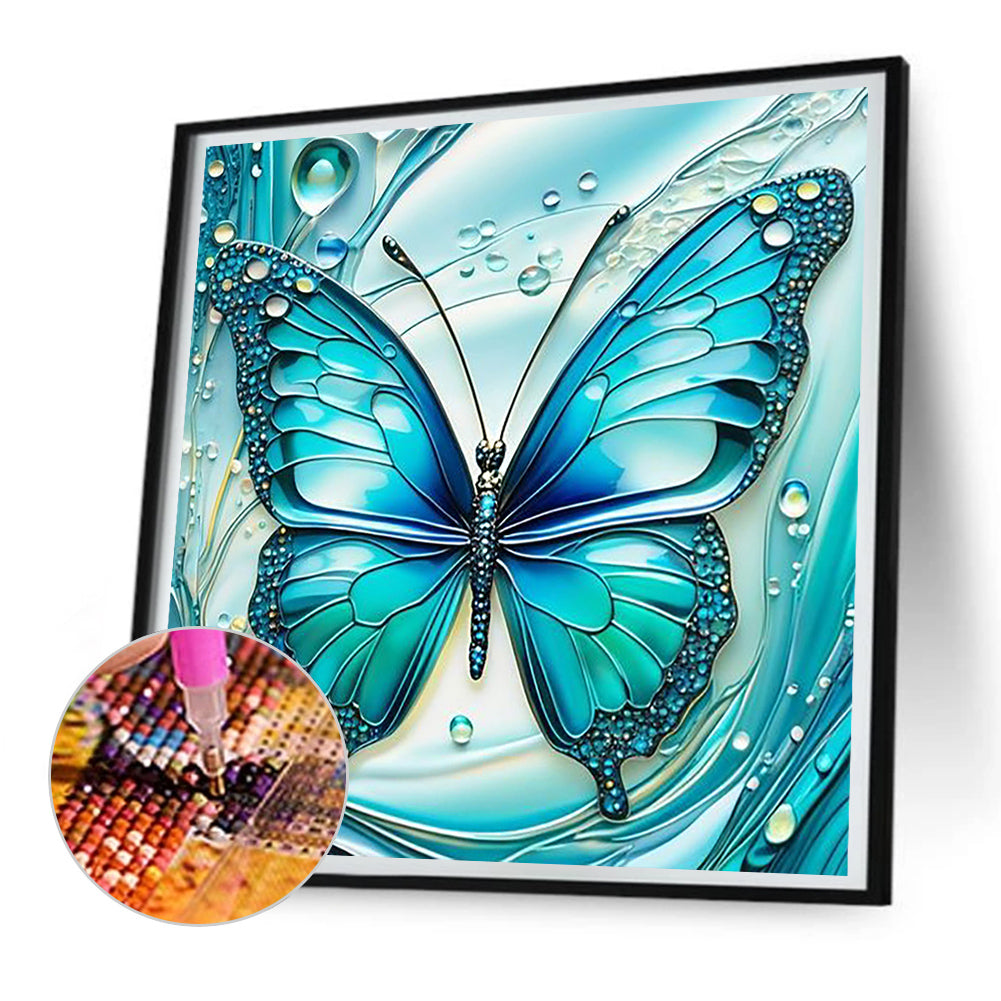 Water And Butterfly - Full Round Drill Diamond Painting 30*30CM