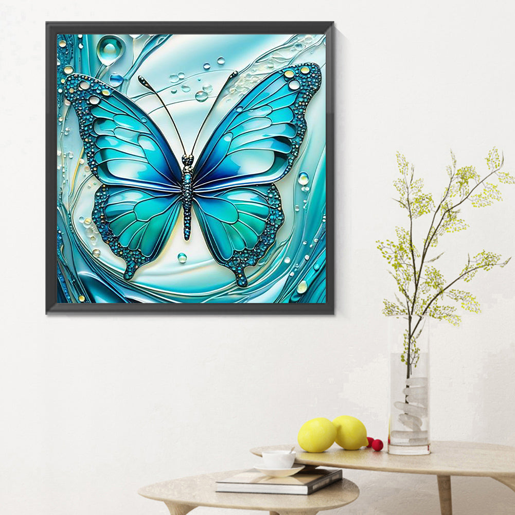 Water And Butterfly - Full Round Drill Diamond Painting 30*30CM