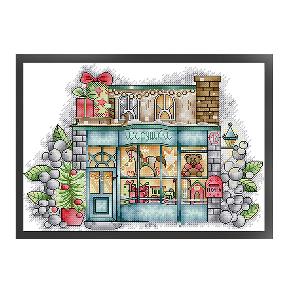 Christmas Toy Store - 14CT Stamped Cross Stitch 30*21CM(Joy Sunday)