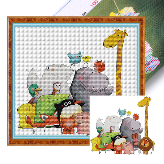 Animal World - 14CT Stamped Cross Stitch 35*22CM(Joy Sunday)