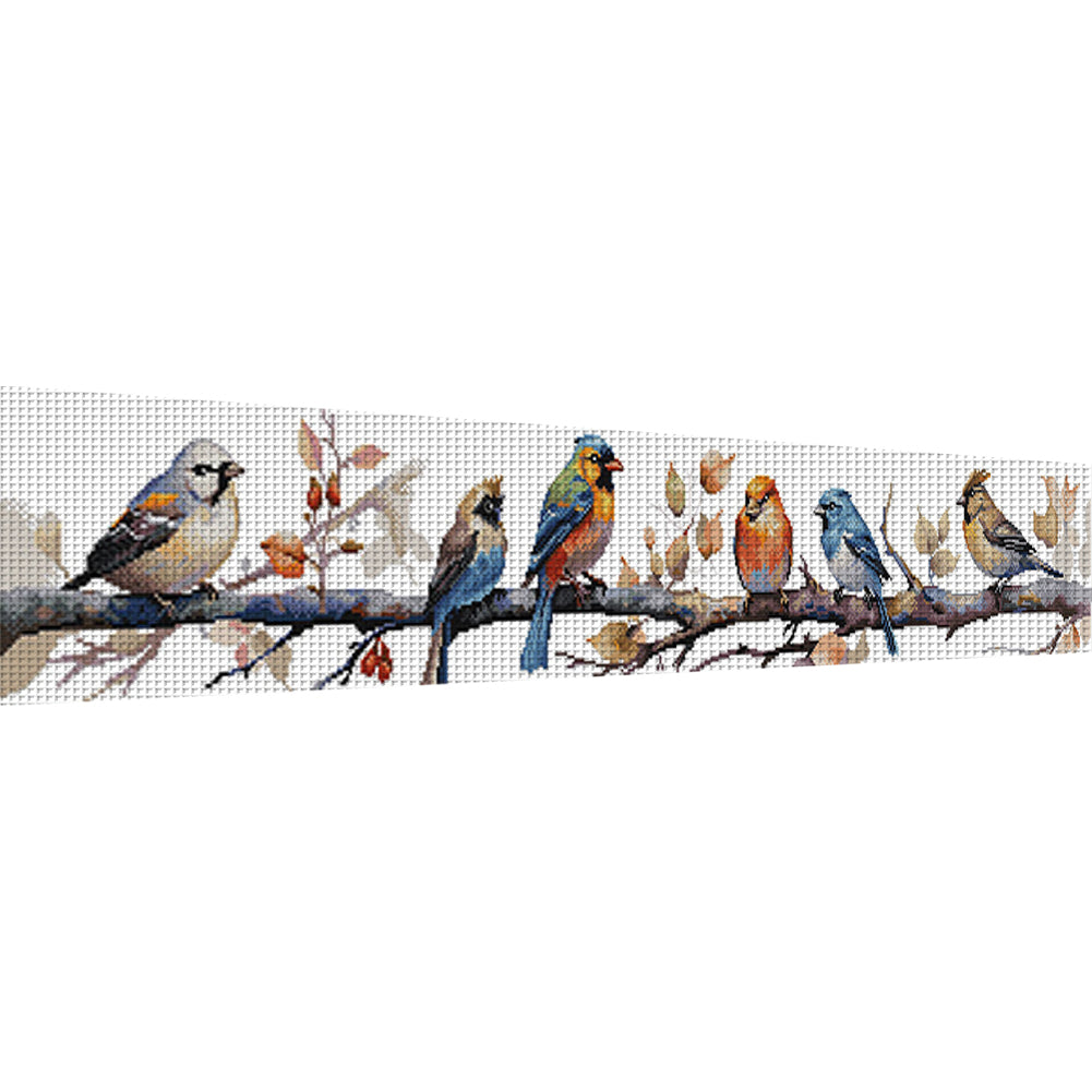 Birdie Four - 14CT Stamped Cross Stitch 95*19CM(Joy Sunday)