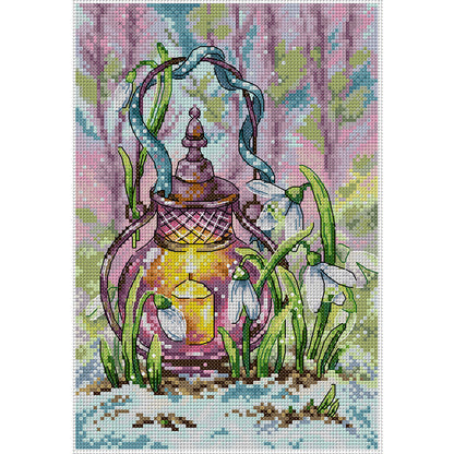Spring Lantern - 16CT Stamped Cross Stitch 18*26CM(Joy Sunday)