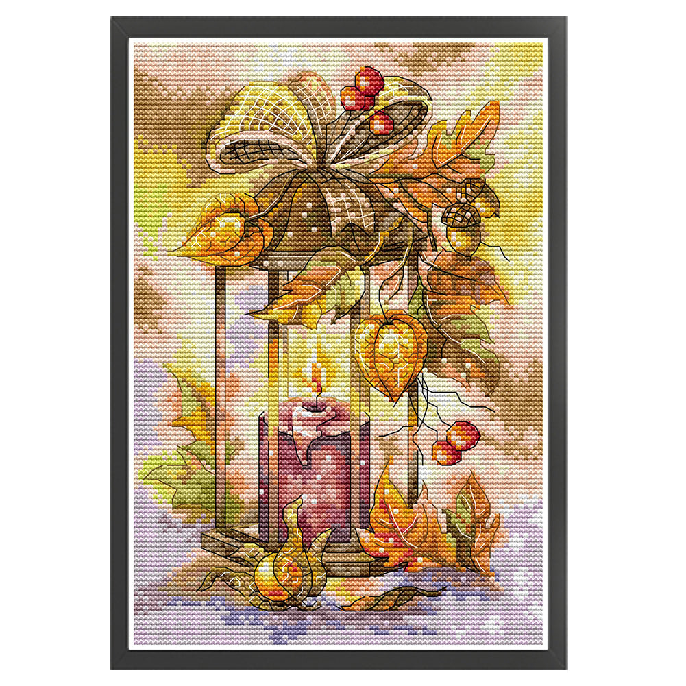 Autumn Lantern - 16CT Stamped Cross Stitch 18*26CM(Joy Sunday)