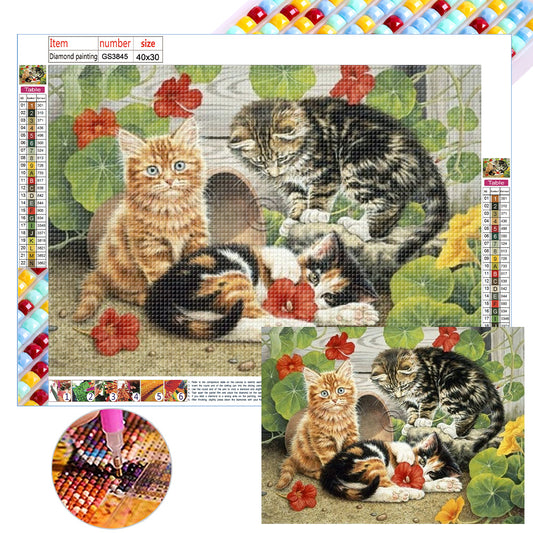 Three Cats - Full Square Drill Diamond Painting 40*30CM