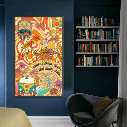 Mushroom Butterfly Illustration - 11CT Stamped Cross Stitch 50*85CM