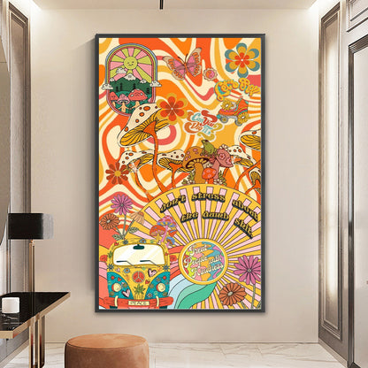 Mushroom Butterfly Illustration - 11CT Stamped Cross Stitch 50*85CM