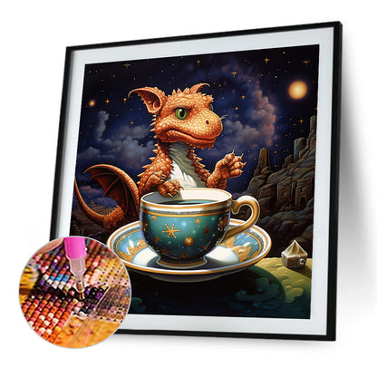 Dragon And Coffee Cup - Full Round AB Drill Diamond Painting 40*40CM