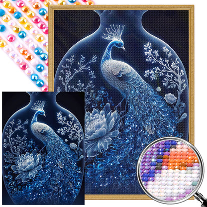 Bottle Peacock - Full Round AB Drill Diamond Painting 40*55CM