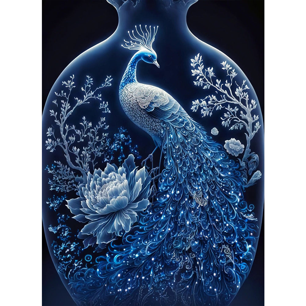 Bottle Peacock - Full Round AB Drill Diamond Painting 40*55CM