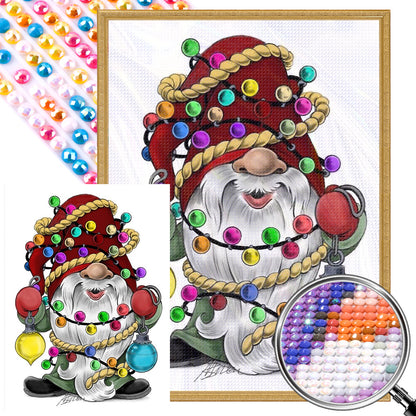 Gnomes And Christmas Light Balls - Full Round AB Drill Diamond Painting 40*55CM