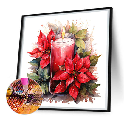 Christmas Flowers And Candles - Full Round Drill Diamond Painting 30*30CM