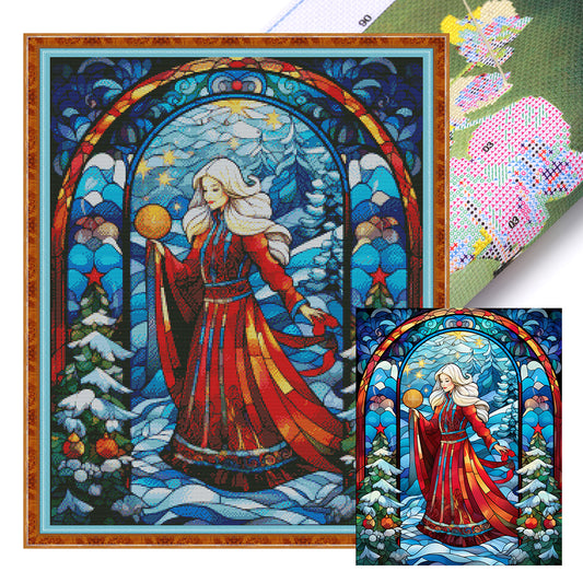 Glass Painting-Snow Queen - 14CT Stamped Cross Stitch 40*50CM