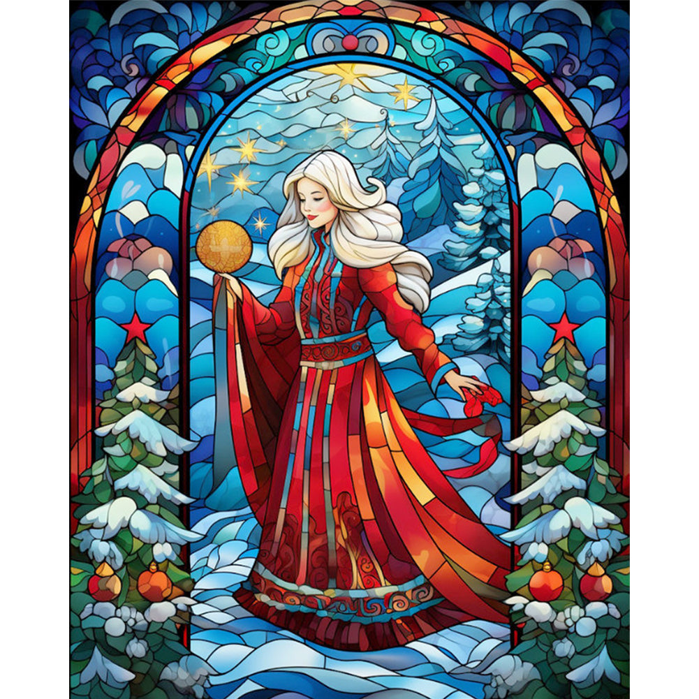 Glass Painting-Snow Queen - 14CT Stamped Cross Stitch 40*50CM