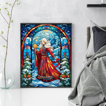 Glass Painting-Snow Queen - 14CT Stamped Cross Stitch 40*50CM