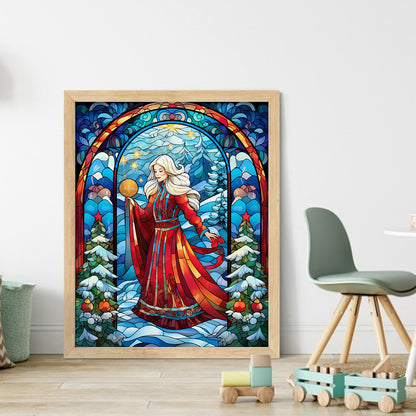 Glass Painting-Snow Queen - 14CT Stamped Cross Stitch 40*50CM