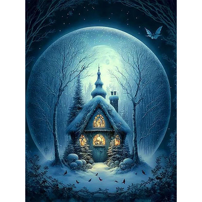 Hut Under Moonlight - 11CT Stamped Cross Stitch 50*65CM