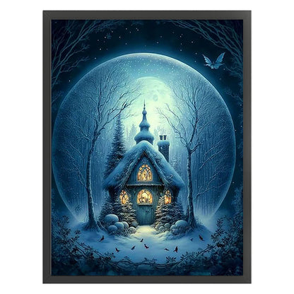 Hut Under Moonlight - 11CT Stamped Cross Stitch 50*65CM