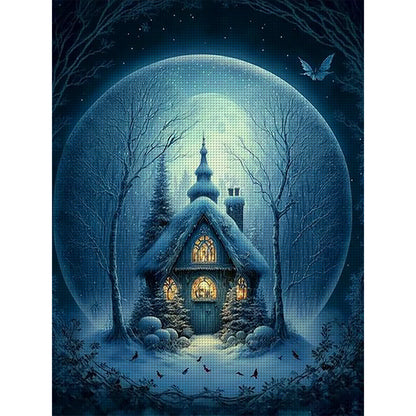 Hut Under Moonlight - 11CT Stamped Cross Stitch 50*65CM