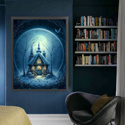 Hut Under Moonlight - 11CT Stamped Cross Stitch 50*65CM